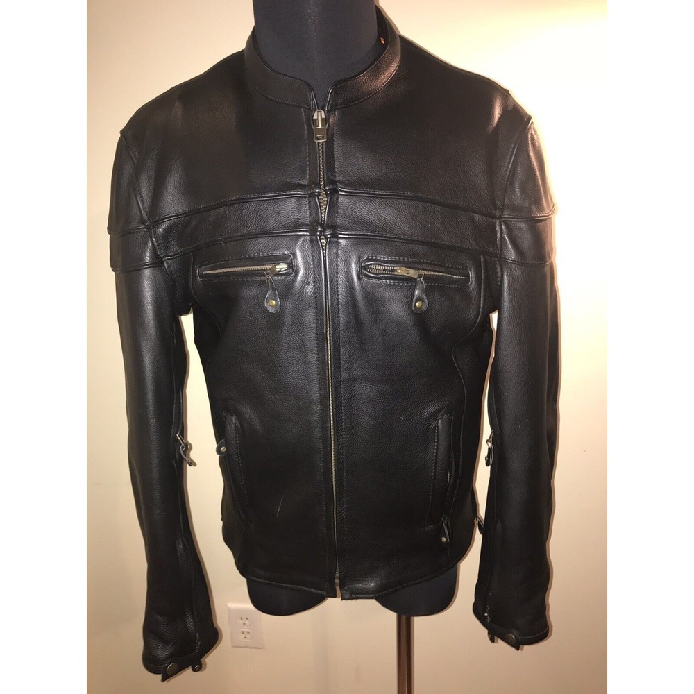 Milwaukee Leather by Shaf Men's Black Motorcycle Coat Jacket Sz Medium Wilsons
